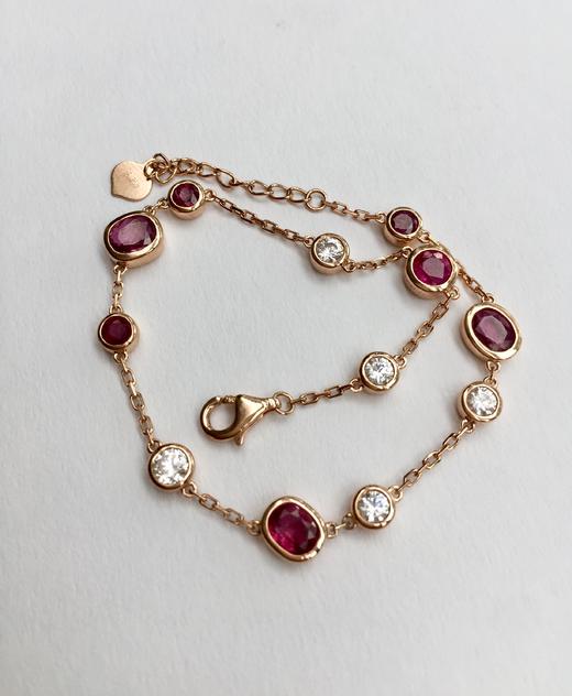 天然鸽血红宝石配天然锆石轻奢款手链 商品图6