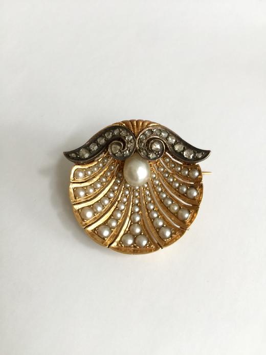 古董野生珍珠小胸针 商品图3