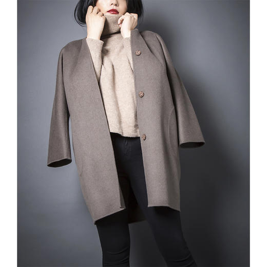 PURE by purée #0914 纯羊绒九分袖茧型大衣 商品图6