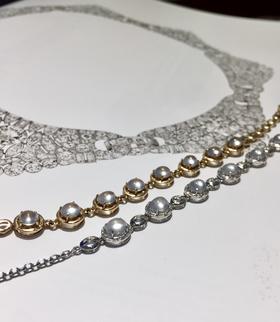 高冰白色翡翠钻石豪镶手链