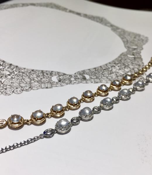 高冰白色翡翠钻石豪镶手链 商品图0