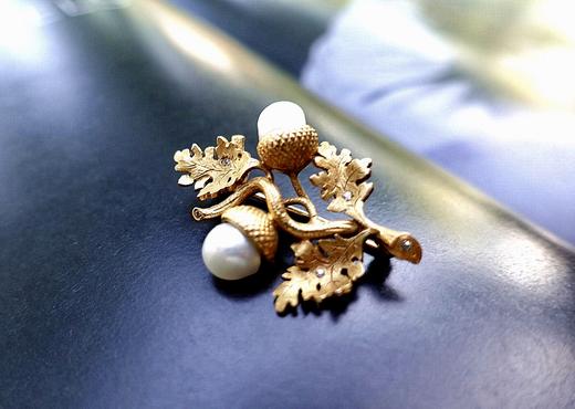 古董野生珍珠榛果胸针 商品图0