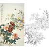 竖幅工笔花鸟白描底稿-王少卿牡丹-WK15 商品缩略图0