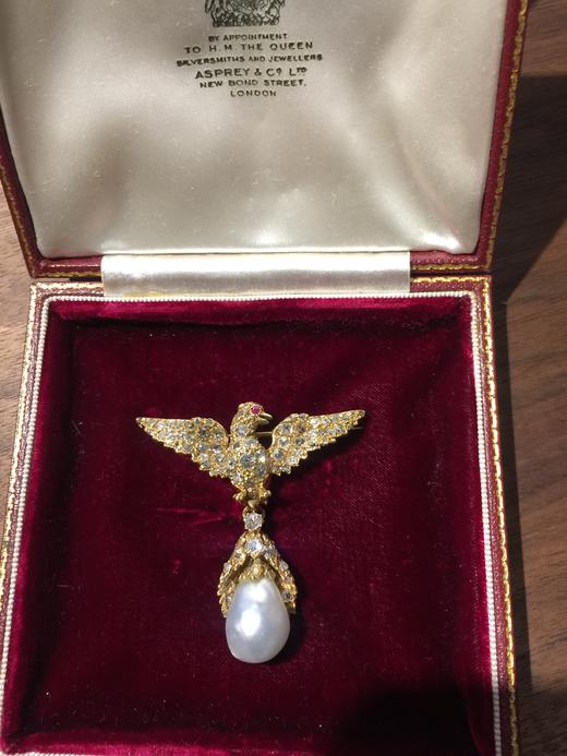 超大野生珍珠古董老鹰胸针 商品图2