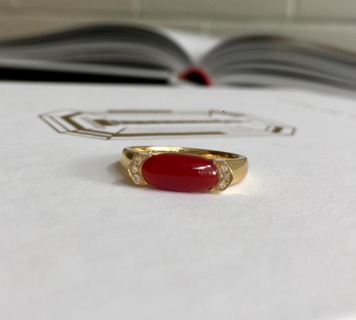 马鞍款珊瑚秀气戒指 商品图1