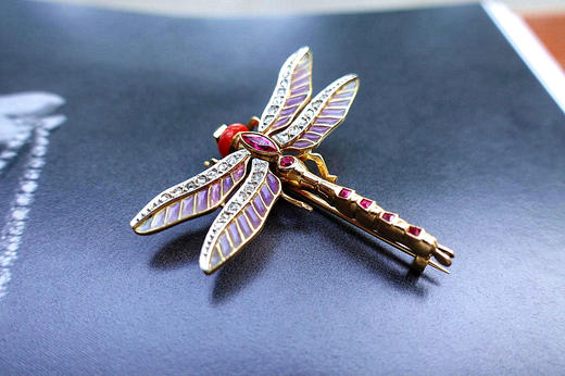 古董透烧珐琅蜻蜓胸针 商品图2