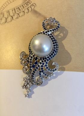 16mm南洋白珠高定胸针