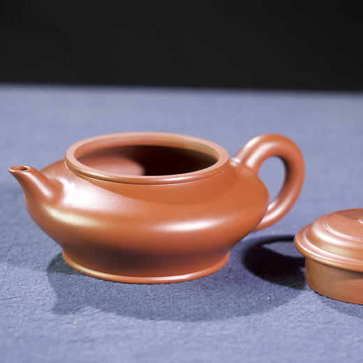 万旭霞丨原矿朱泥 手工书扁壶 160ml