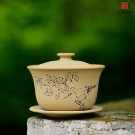 邹科  花鸟盖碗