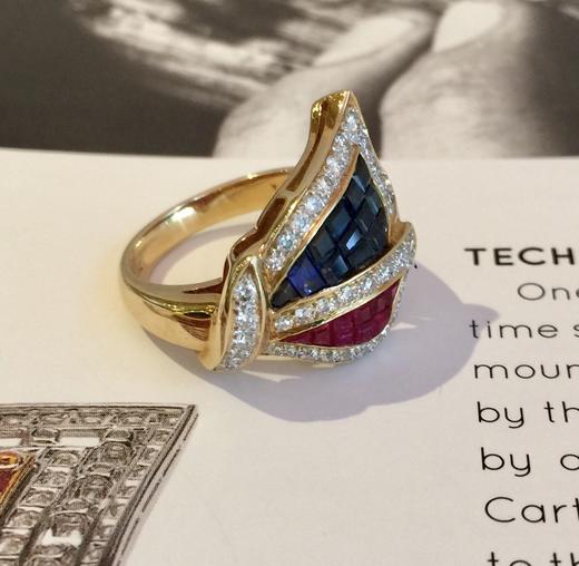 无边镶嵌工艺红蓝宝石蝴蝶戒指（已售勿念） 商品图2