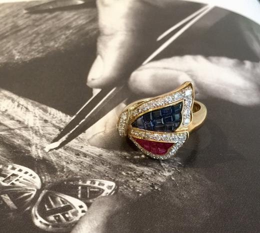 无边镶嵌工艺红蓝宝石蝴蝶戒指（已售勿念） 商品图4