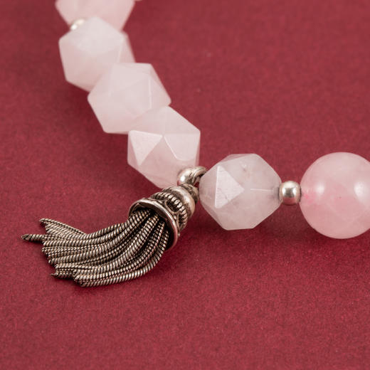 天然粉水晶  爱情之石  银流苏 唐八棱珍珠手串 醍醐 商品图6