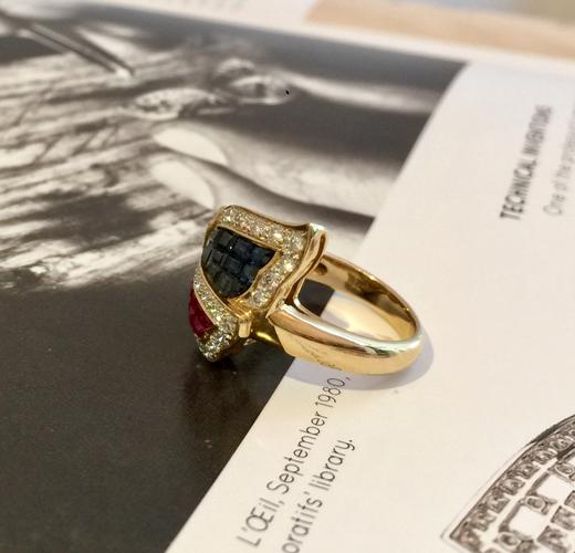 无边镶嵌工艺红蓝宝石蝴蝶戒指（已售勿念） 商品图3