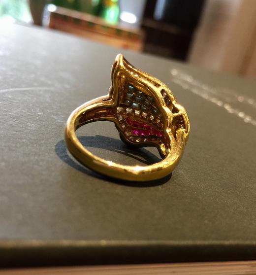 无边镶嵌工艺红蓝宝石蝴蝶戒指（已售勿念） 商品图5