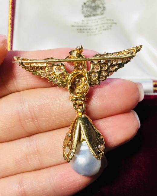超大野生珍珠古董老鹰胸针 商品图4