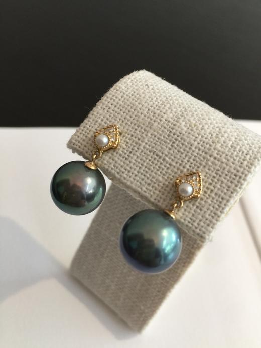 大溪地黑珍珠耳环