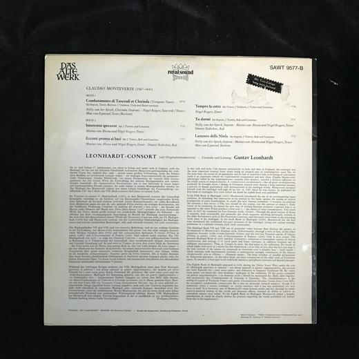 LP黑胶唱片 文艺复兴时期音乐家蒙特威尔第作品集 商品图1