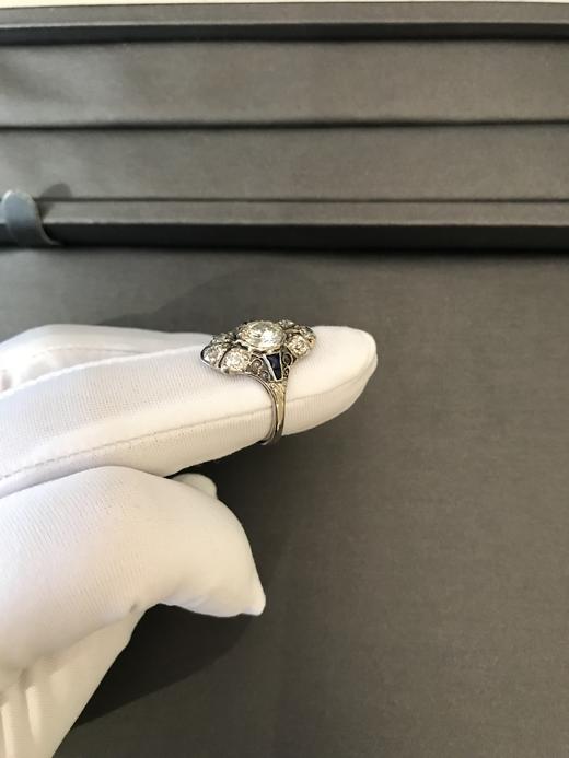 古董蓝宝石拼镶钻戒 商品图2