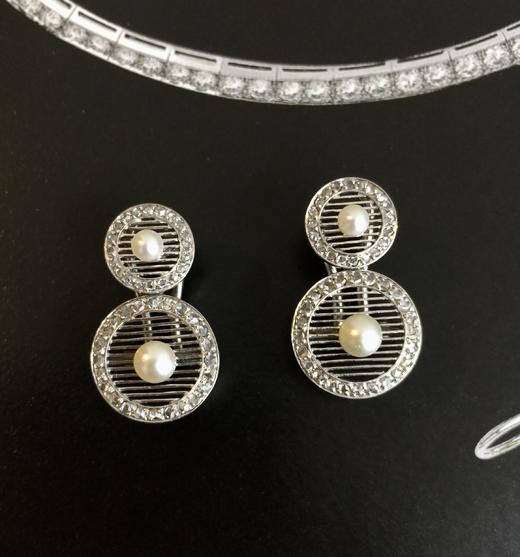 新艺术时期古董珍珠钻石项链 商品图1