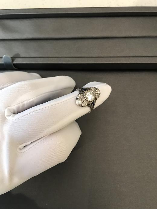 古董蓝宝石拼镶钻戒 商品图1