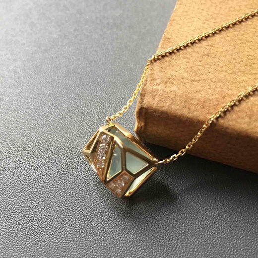 几何金高冰种翡翠锁骨链18k黄金钻石镶嵌 商品图2