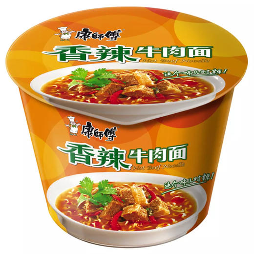康师傅 劲爽 100克×12桶 红烧香辣牛肉面 整箱装 商品图1