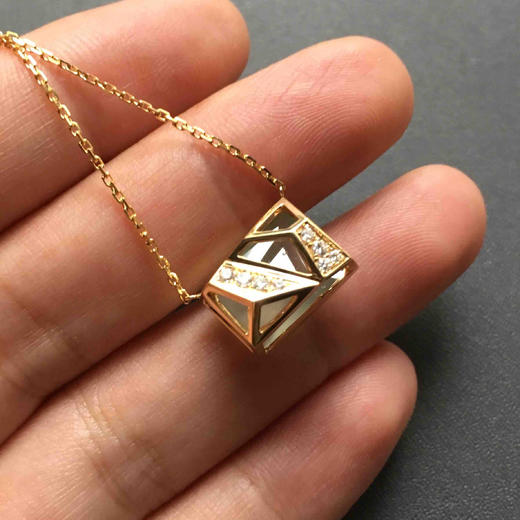 几何金高冰种翡翠锁骨链18k黄金钻石镶嵌 商品图5