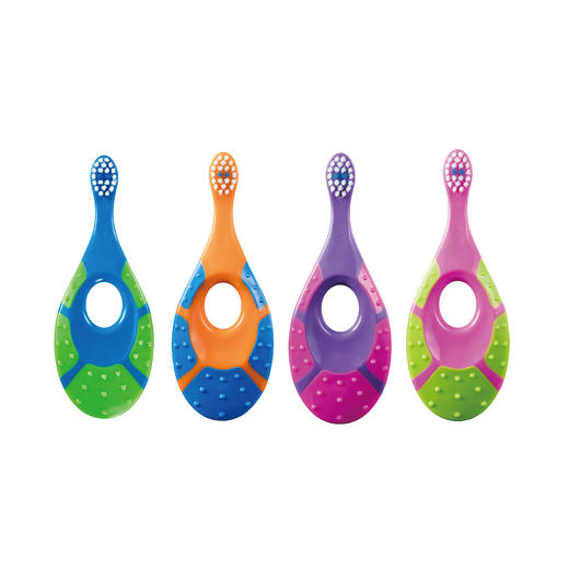 老米优品/ 挪威180年的老品牌，专业口腔。是喜欢的设计！安全无毒材质，人性化可爱抓握手柄！从0岁到成人的软毛牙刷和药膏，都在这里了！挪威Jordan进口！婴幼儿童牙刷 宝宝训练护齿乳牙刷细柔软毛 商品图6