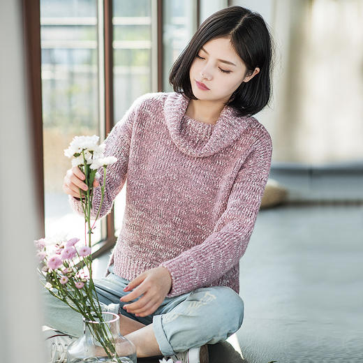 素缕秋装2018新款女宽松套头高领毛衣女百搭打底针织衫sc7390尛