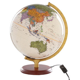 博目地球仪，25cm政区中、英文仿古灯光地球仪木座合金架