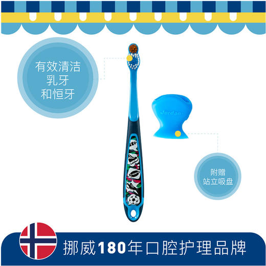 老米优品/ 挪威180年的老品牌，专业口腔。是喜欢的设计！安全无毒材质，人性化可爱抓握手柄！从0岁到成人的软毛牙刷和药膏，都在这里了！挪威Jordan进口！婴幼儿童牙刷 宝宝训练护齿乳牙刷细柔软毛 商品图5