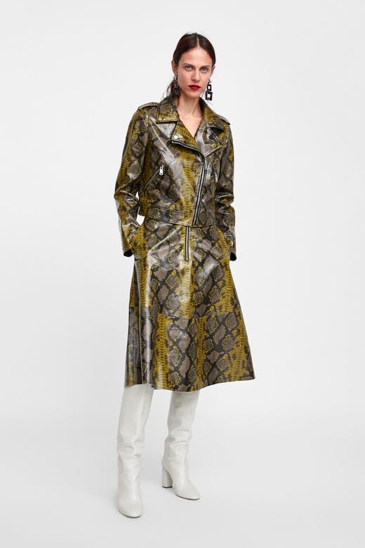 女士休闲时尚百搭舒适简约优雅柔软蛇纹印花皮衣091282