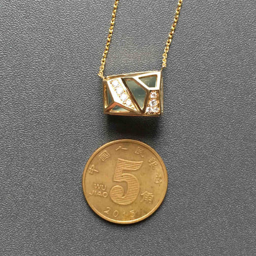 几何金高冰种翡翠锁骨链18k黄金钻石镶嵌 商品图3