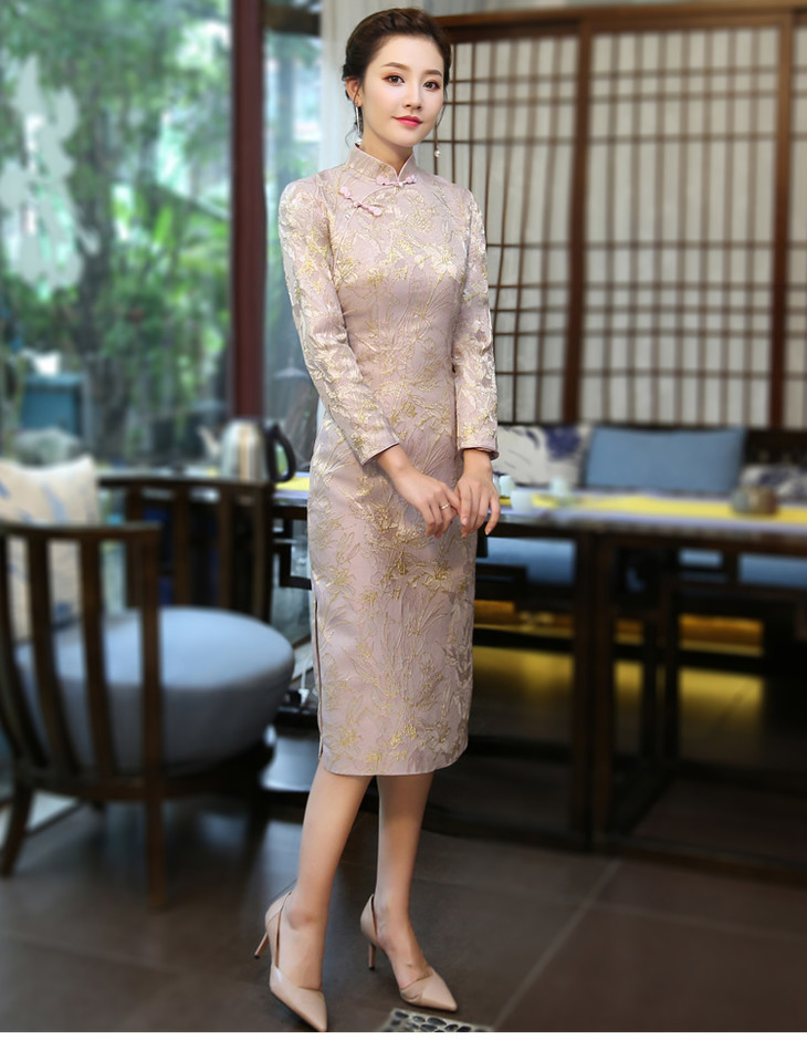 璞玉浑金改良修身端庄大气旗袍连衣裙wxyq8355