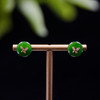 18K玫瑰金和田玉（碧玉）耳钉--金蝶翩翩 /小平安扣12mm / 菠菜绿（含18k金耳扣） 商品缩略图2
