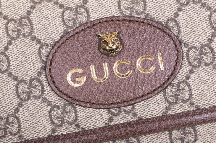sgucci古驰棕色拼皮gg印花虎头腰包535762