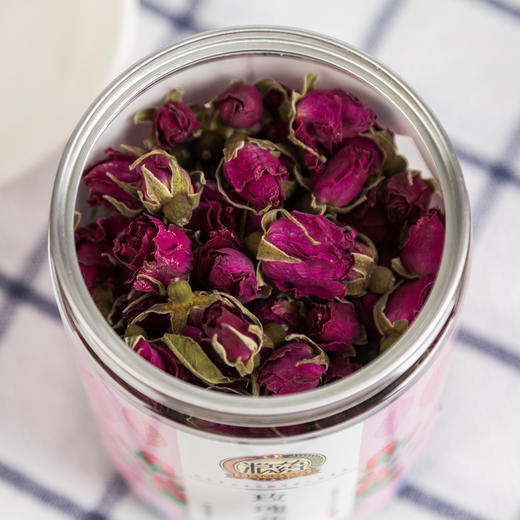 【粮药LY】玫瑰花茶 花草茶完整半开玫瑰花苞花香浓郁含维生素密封不散味（60g/罐） 商品图3