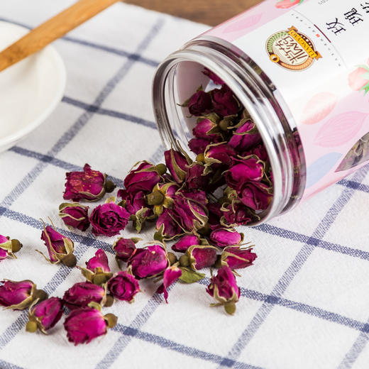【粮药LY】玫瑰花茶 花草茶完整半开玫瑰花苞花香浓郁含维生素密封不散味（60g/罐） 商品图4