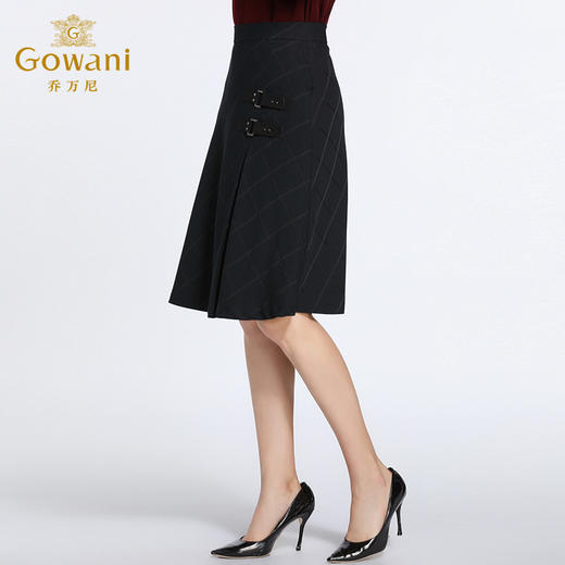 乔万尼春冬chic复古高腰修身气质格子半身裙EB3D248 商品图2