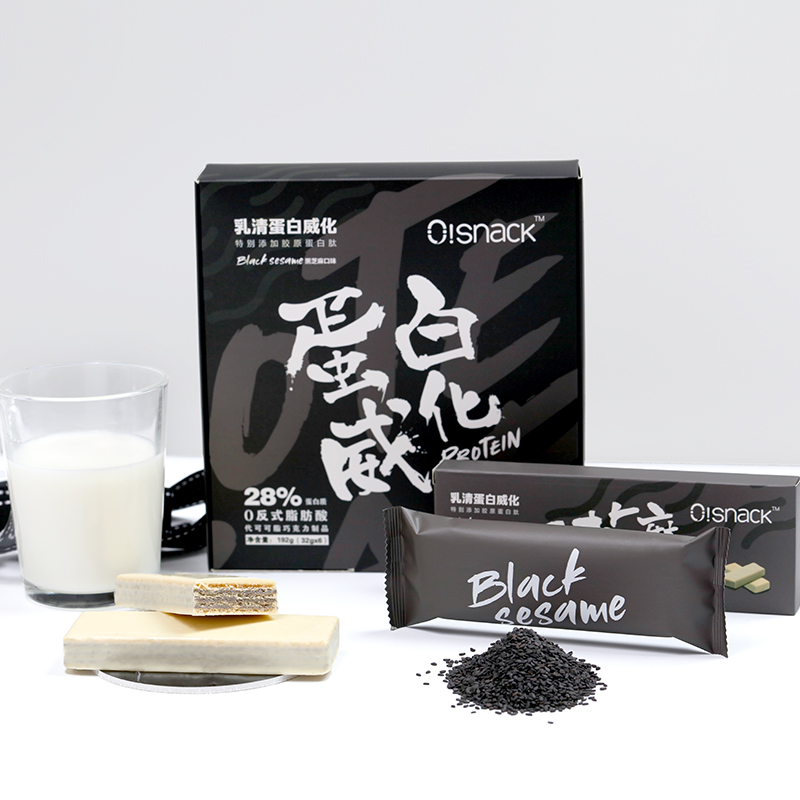 OSNACK黑芝麻高蛋白威化饼干乳清蛋白威化6根装192g