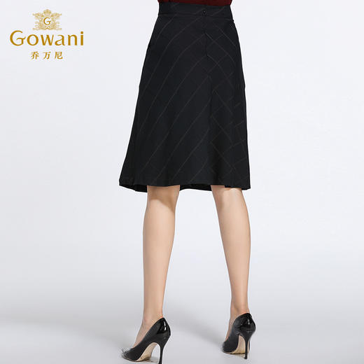 乔万尼春冬chic复古高腰修身气质格子半身裙EB3D248 商品图3