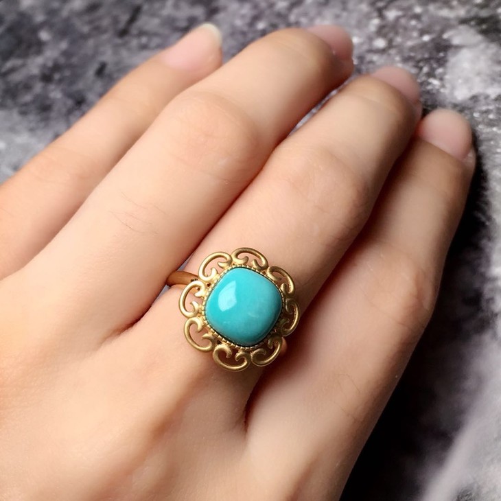 900752绿松石如意方形戒指