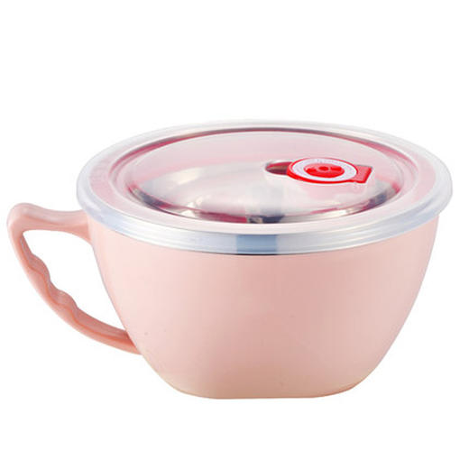 居家寝室不锈钢泡面碗 带盖加厚泡面杯 保温带柄防烫饭盒保鲜盒 商品图4