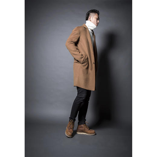 BLEND by purée #HOMME-1 羊毛绒混纺男女同款简约单排扣落肩大衣 商品图4