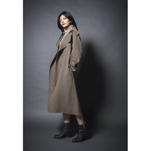 BLEND by purée #1010 羊毛绒混纺慵懒挡风片大翻领大衣 商品图3