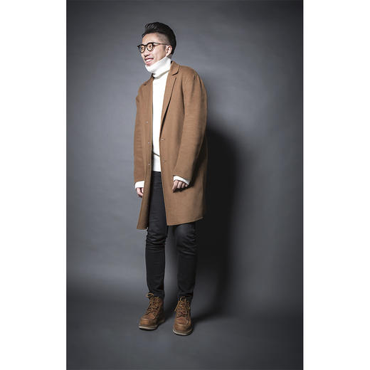 BLEND by purée #HOMME-1 羊毛绒混纺男女同款简约单排扣落肩大衣 商品图7