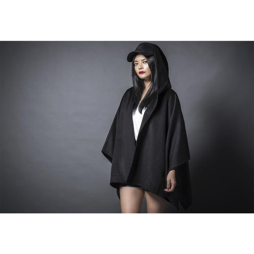 BLEND by purée #0229 羊毛绒混纺个性连帽斗篷 商品图4