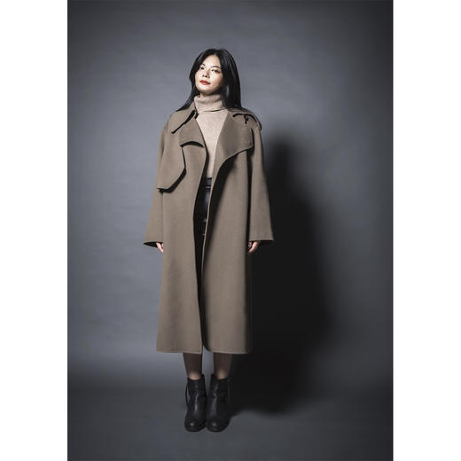 BLEND by purée #1010 羊毛绒混纺慵懒挡风片大翻领大衣 商品图2