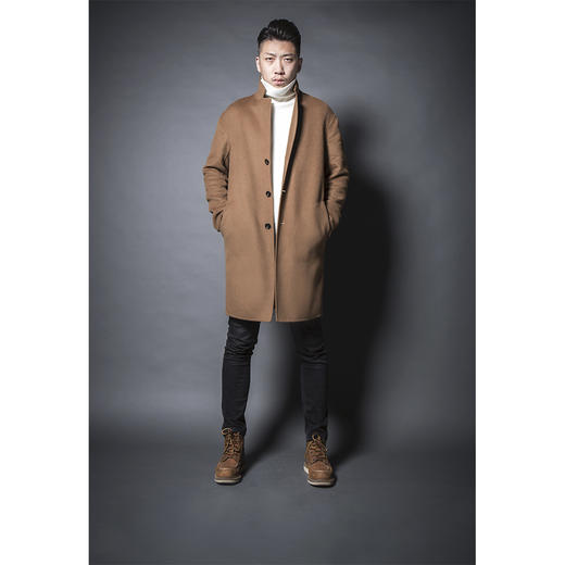 BLEND by purée #HOMME-1 羊毛绒混纺男女同款简约单排扣落肩大衣 商品图6