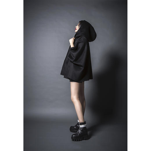 BLEND by purée #0229 羊毛绒混纺个性连帽斗篷 商品图1